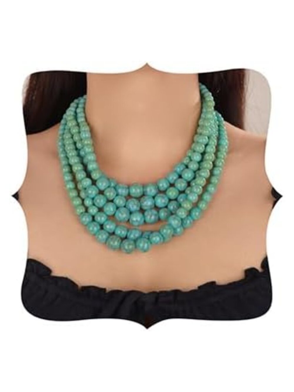 Bohemian 5 Layer Pearl Necklace Set Statement Layerd Vintage Bridal Wedding